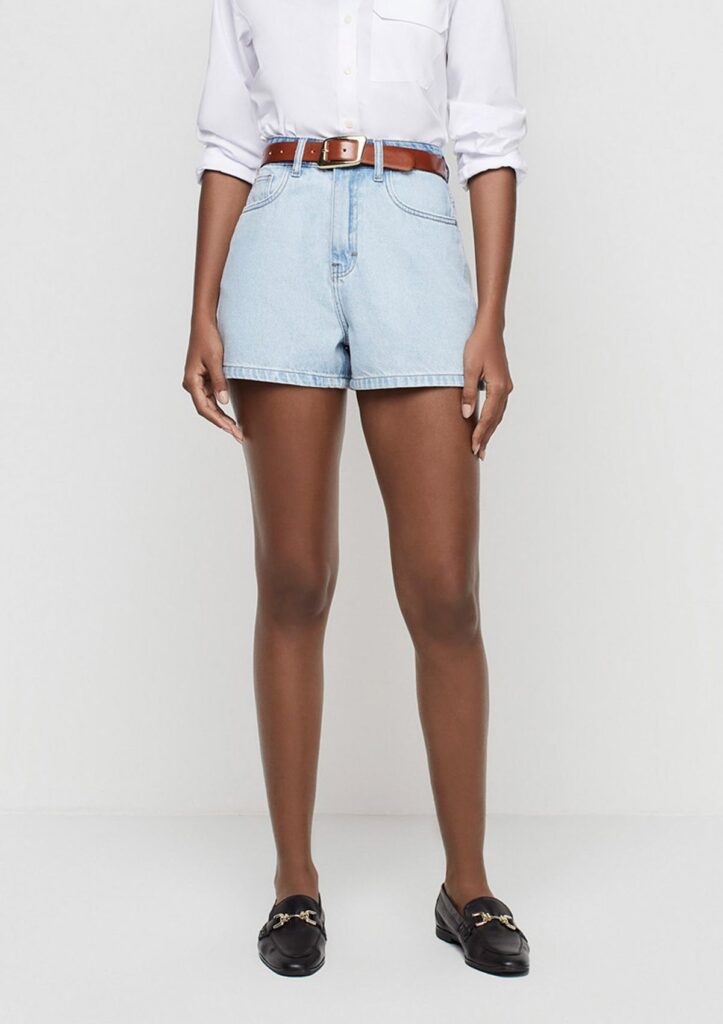 Shorts Jeans Reto Cintura Alta - Azul