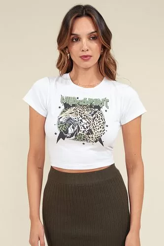 BLUSA CROPPED EM COTTON TIGRE WILD SPIRIT