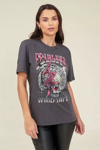 BLUSA T-SHIRT MANGA CURTA TIGRE FEARLESS