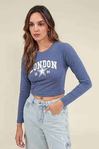 BLUSA EM COTTON MANGA LONGA LONDON