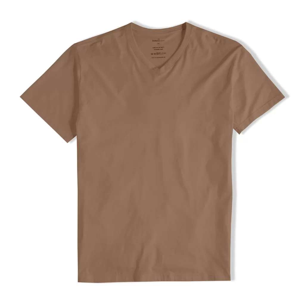 Camiseta Pima Gola V Masculina | Life Collection - Bege Pastel