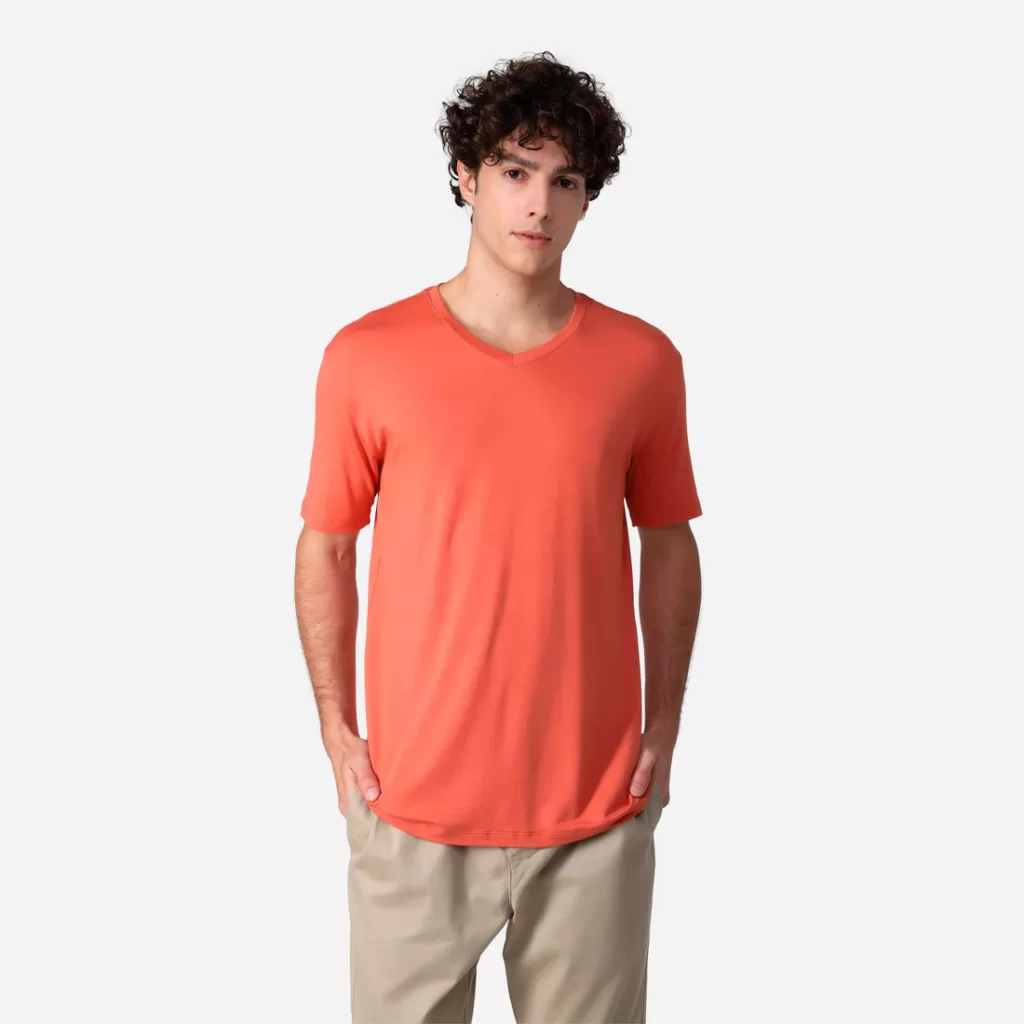 Camiseta Algodão Premium Gola V Masculina | Everyday Collection - Marrom Telha