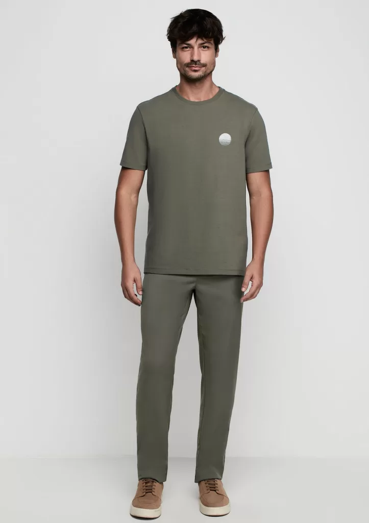 Camiseta Masculina Reta Com Elastano - Verde