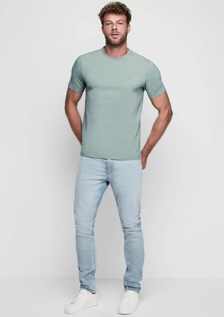 Camiseta Masculina Reta Com Elastano - Verde