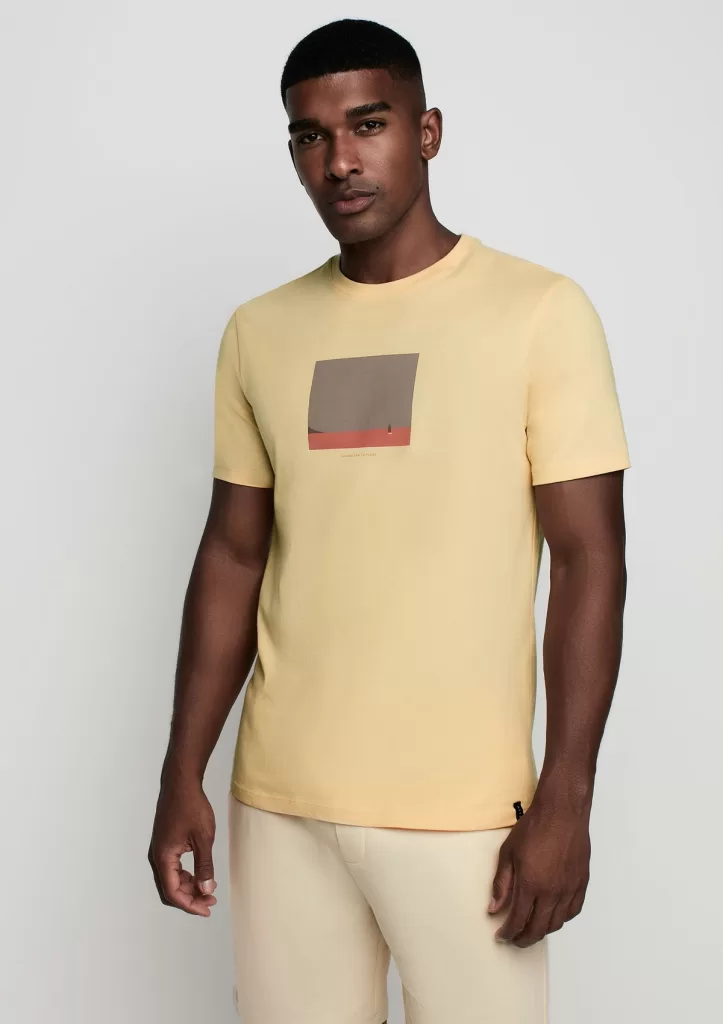 Camiseta Masculina Em Malha Estampada - Amarelo