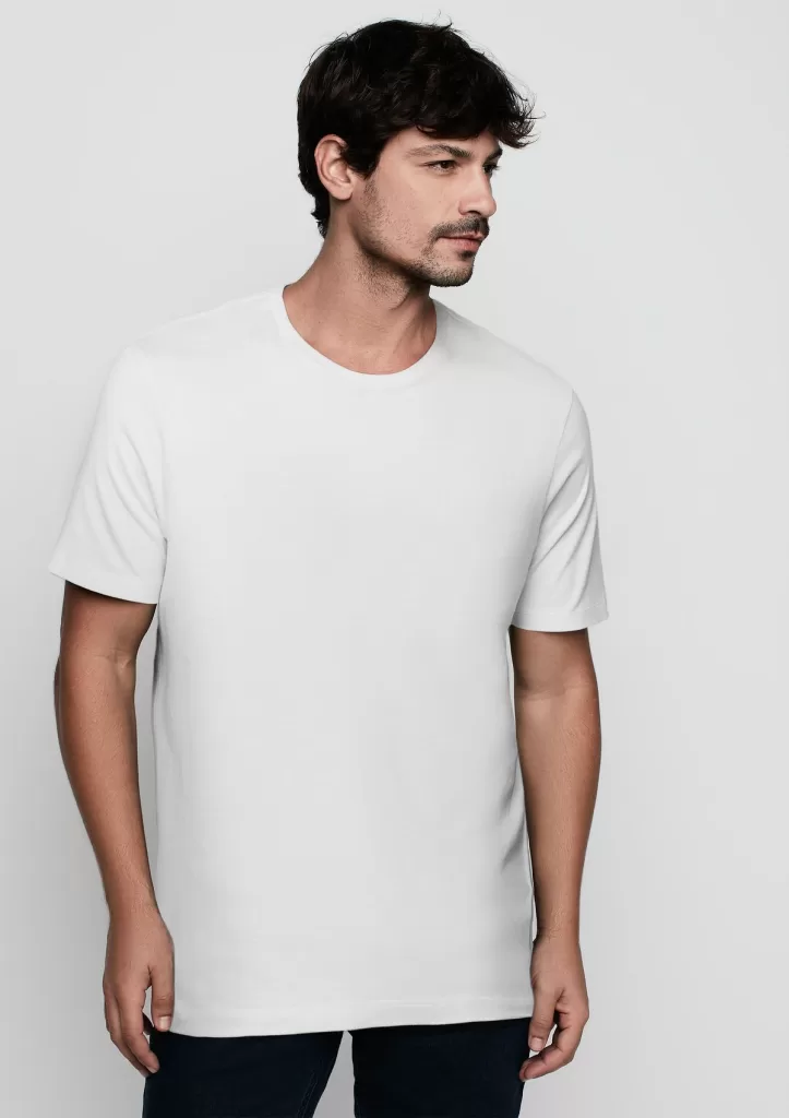 Camiseta Masculina Decote Redondo Regular Fit - Branco