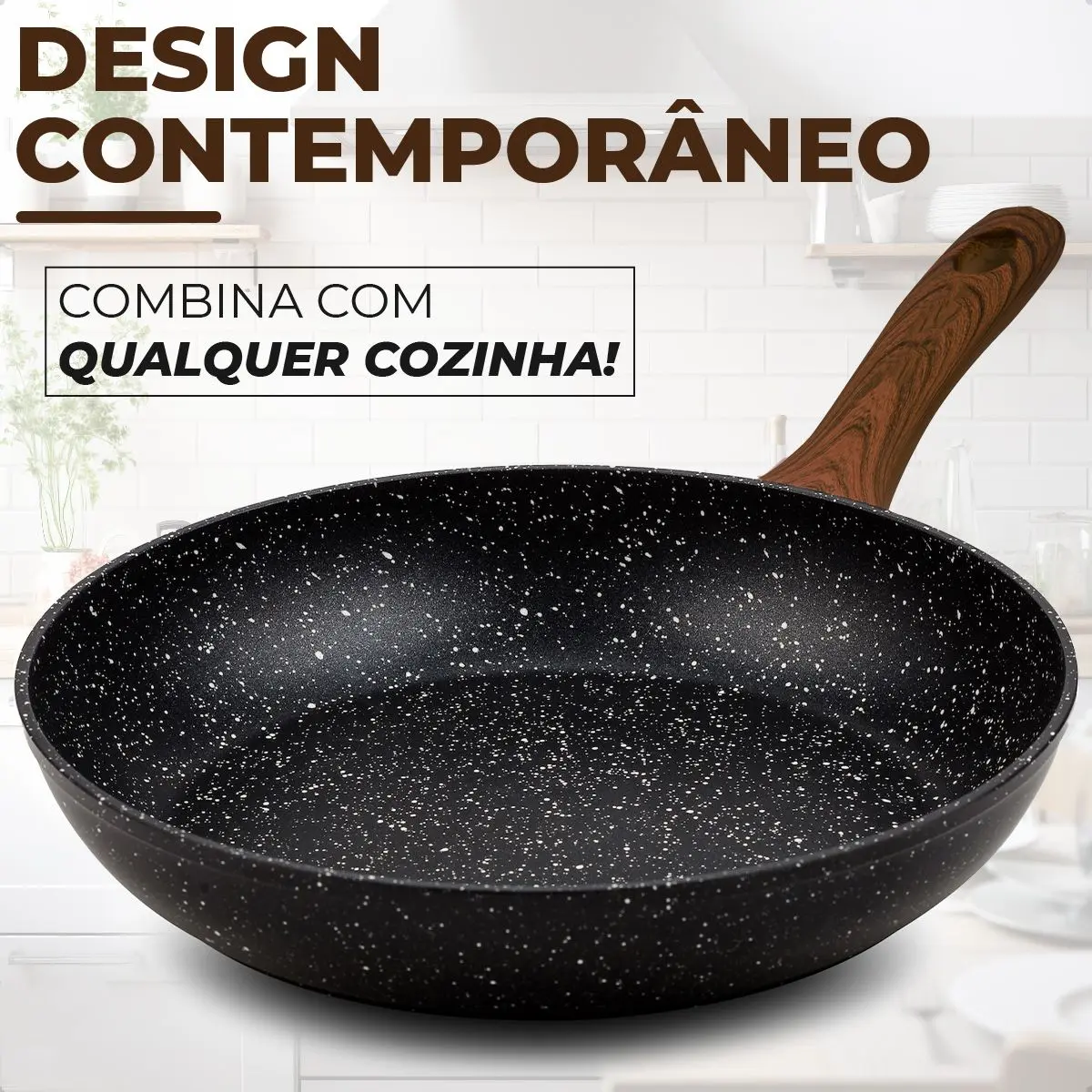 Panela Frigideira De Indução E Fogão A Gás Antiaderente De Cerâmica Reforçada Linha Premium - HYLLIS/HOME GOODS