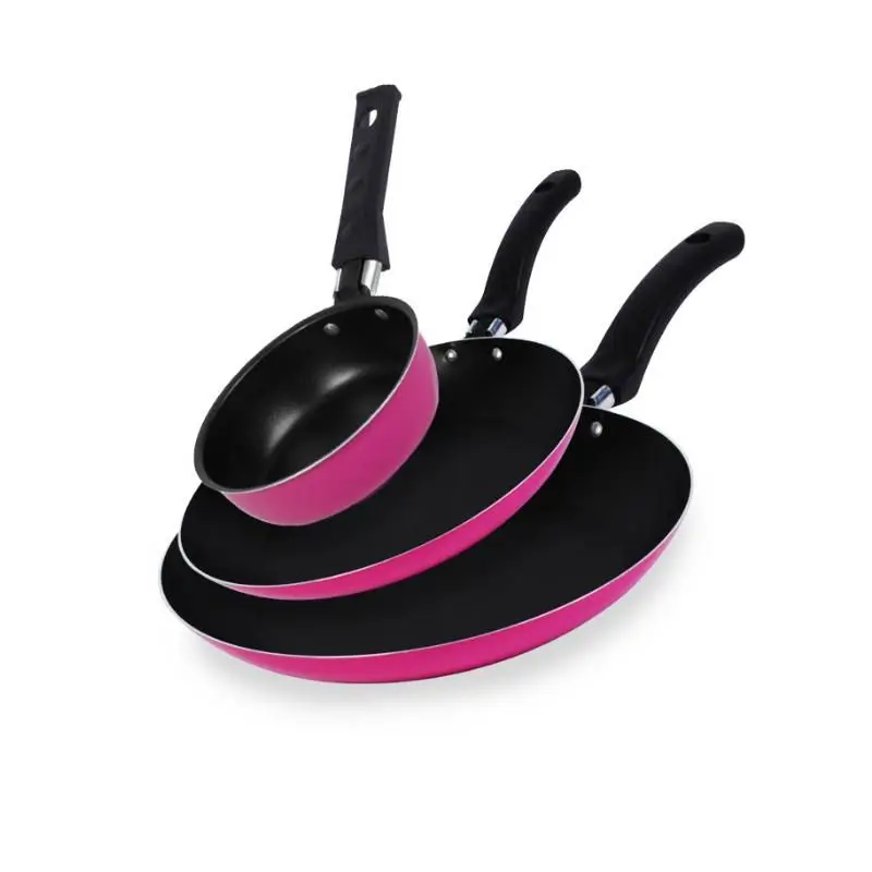 Conjunto de Frigideiras 3 Peças Antiaderente Techflon Nacional Rosa - Alumínio Nacional