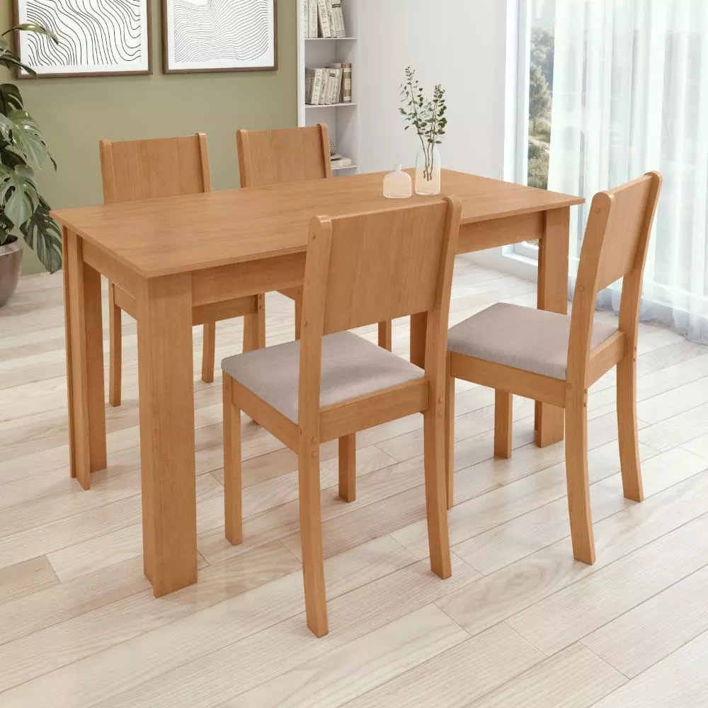 Conjunto Sala De Jantar Com 4 Cadeiras Easy line