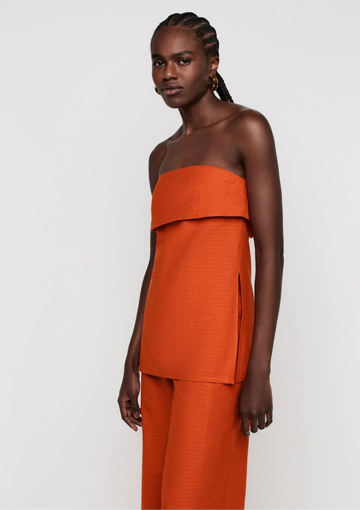 Regata Decote Reto Alongada Texturizada - Laranja