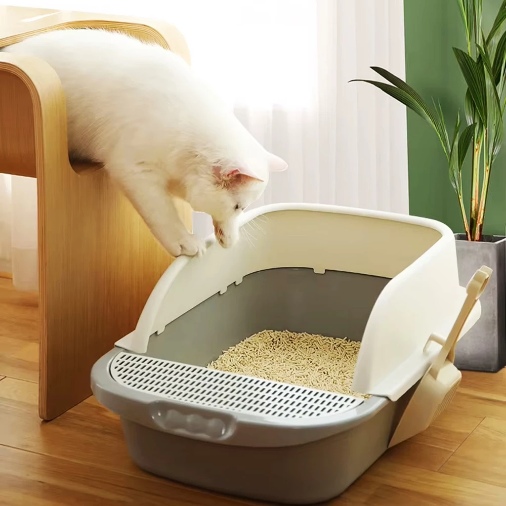 Caixa De Areia Para Gatos Banheiro Sanitário Resistente Pet com Pá e Limpa Patas - G