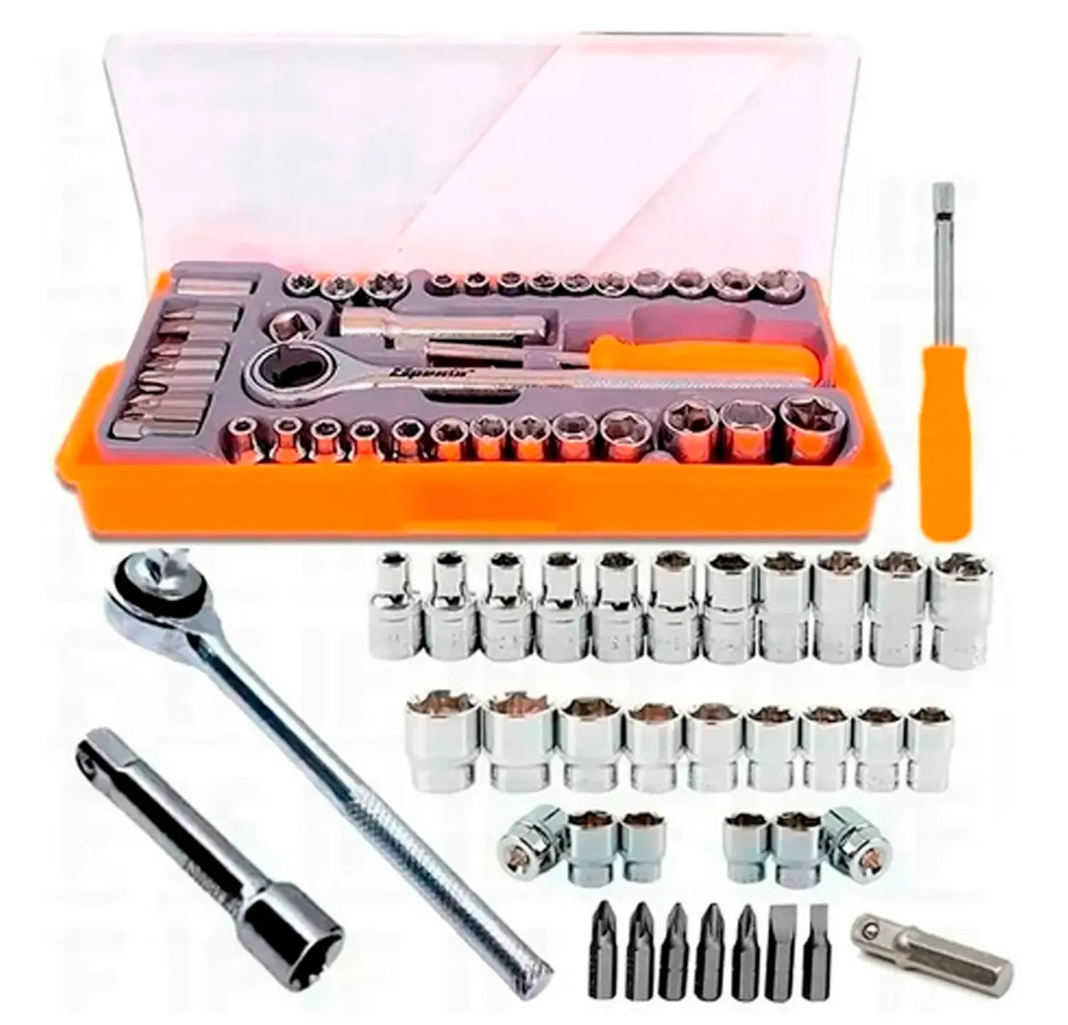 Jogo Soquete Com Catraca Reversível Chave 40 Peças Sparta