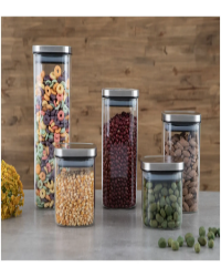 Jogo de Porta-Mantimentos Vidro Quadrado Nell 5 Peças