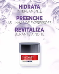 Kit Creme Facial Anti-idade L'Oréal Paris Revitalift Hialurônico Noturno + Diurno FPS 20, 49g