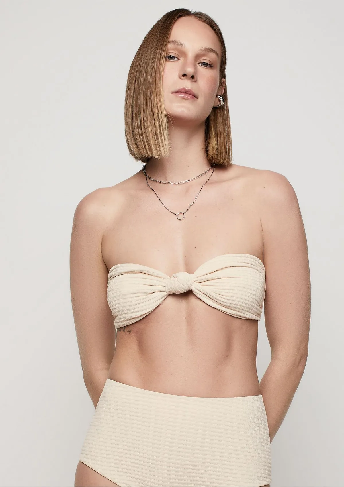 Top Biquini Tweed Sem Alças - Off white