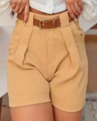 SHORT ALFAIATARIA FEMININO CINTURA ALTA COM BOLSO SOCIAL PROMOÇÃO
