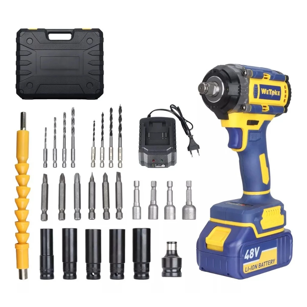 Parafusadeira Furadeira e Chave De Impacto Sem Fio 48v 2 Baterias Bivolt