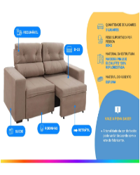 Sofá Retrátil Reclinável 3 Lugares Suede - Phormatta Evolution SMP