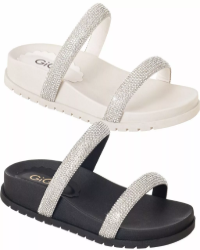 Sandália Feminina Rasteirinha Tamanco Papete Flat 2 Tiras Strass Original Brilho Gigil