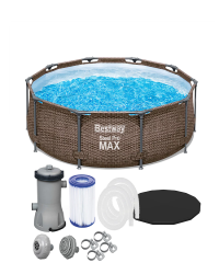 Piscina Estrutural 4678L Circular Deluxe + Filtro 110V ou 220V + Capa Bestway