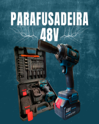 Furadeira Parafusadeira Chave Elétrica de Roda 48V 500Nm 2 Baterias Completo Alta Potência