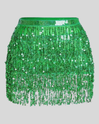 Saia Feminina de Franjas de Paetê – Brilho e Estilo para o Carnaval | Bloco, Festa e Desfile!