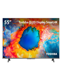 Smart TV QLED 55" 4K Toshiba 55C450NS Google TV 3 HDMI 2 USB Wi-Fi