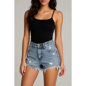 Achadinho do dia 22/11 Short Jeans Feminino Cintura Alta Barra Desfiada Sem Lycra Blogueira