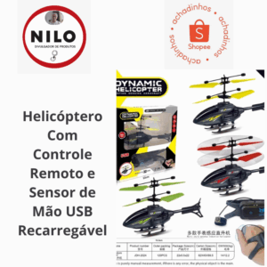 Achadinho do dia 24/11 Helicóptero Com Controle Remoto e Sensor de Mão USB Recarregável