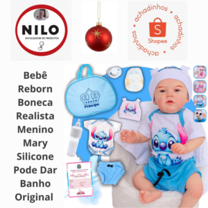 Achadinho do dia 08/12 Bebê Reborn Boneca Realista Menino Mary Silicone Pode Dar Banho Original