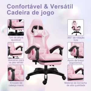 Achadinho do dia 02/12 Cadeira Gamer Ergonômica Reclinável com Apoio de Pés Ajustável e Base Giratória